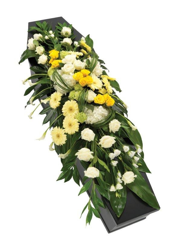 Yellow and White Casket Spray.