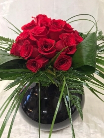 20 roses In a bubble vase
